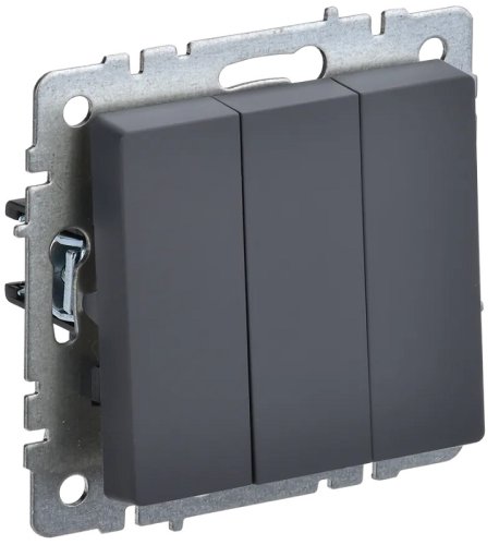Выключатель без рамки IEK Brite ВС10-3-0-БрГ 3-кл. графит картинка